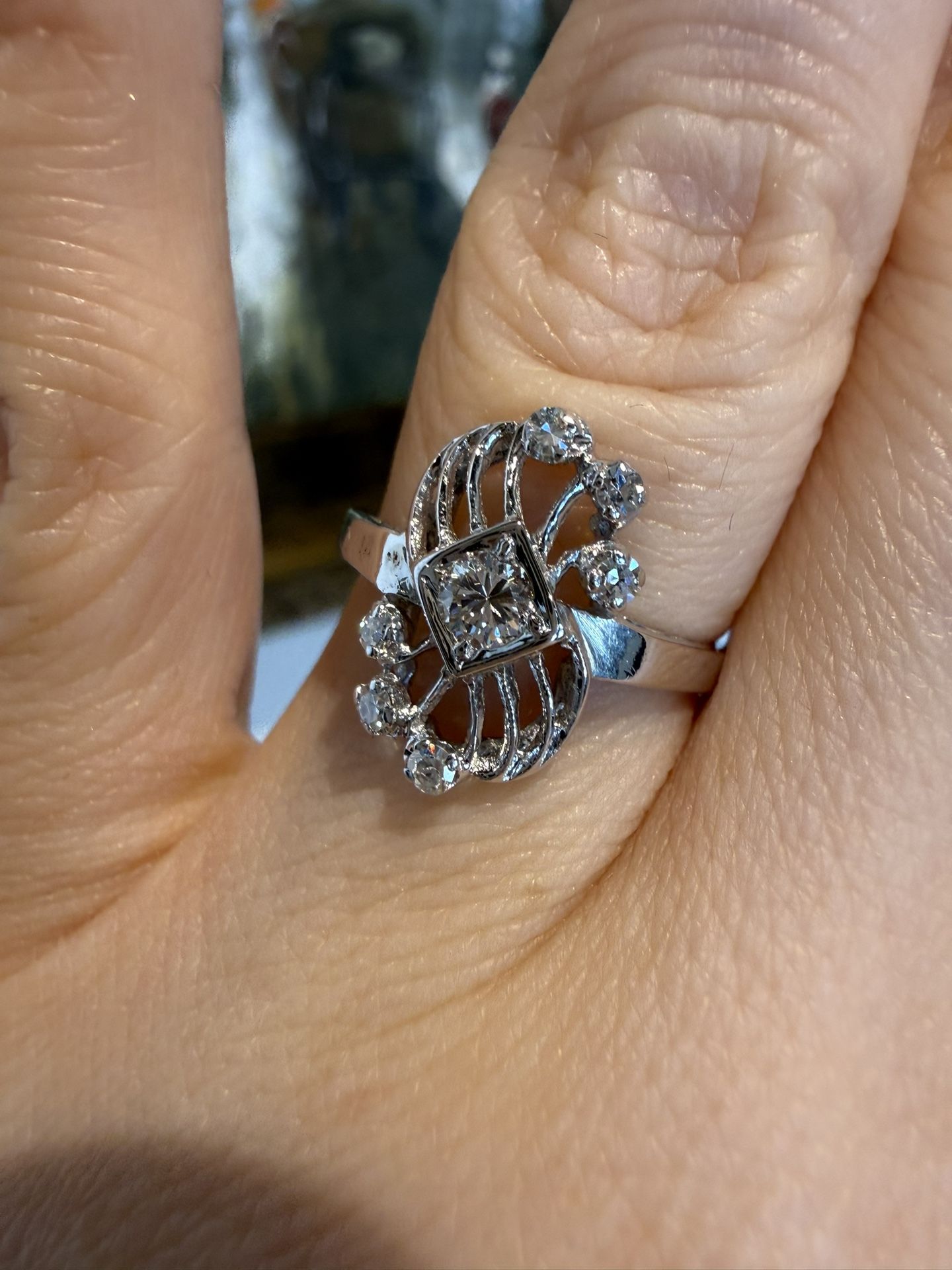 14K White Gold Natural Diamonds Ring