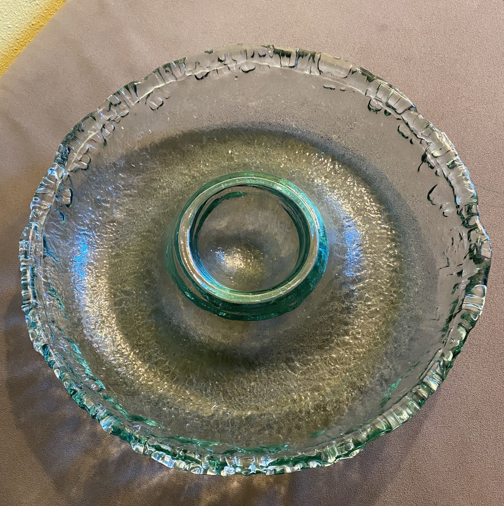 Antique Chip And dip Large Heavy Bowl