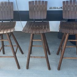 4 Wooden Slated Bar Stools Maple Mahogany?
