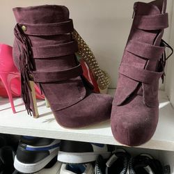 Burgundy Heel Booties 