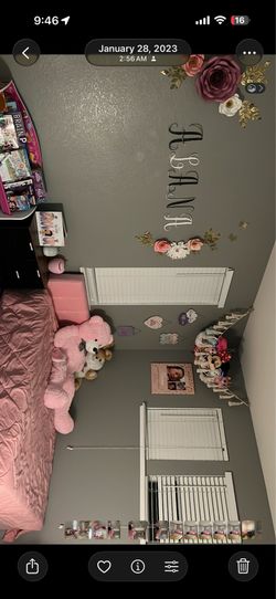 Pink full size bed frame
