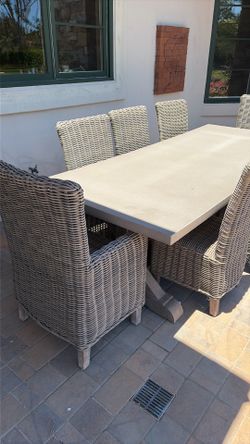 RH (Restoration Hardware) Belgian Trestle Concrete Table & Provence Chairs