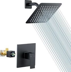 Wintap Shower Faucet Set, 8 Inch Square Stainless Steel Wall Mount Shower Valve and Trim Kit