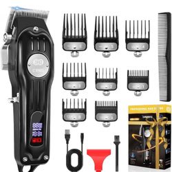 Hair Clippers for Men Professional, Cordless Barber Clippers for Hair Cutting (Rechargeable USB Adjustable Mens Hair Trimmer with 8 Metal Guards, 13Pc