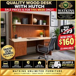 π₯οΈ Quality Wood Office Desk with Hutch β 3 Available!