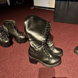 🖤 Lace-Up Knee-High Boots – Women’s Size 5 – Lightly Used 