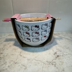 Hello Kitty Bowl With Chopsticks 