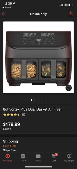 8qt Vortex Plus Dual Basket Air Fryer : Target