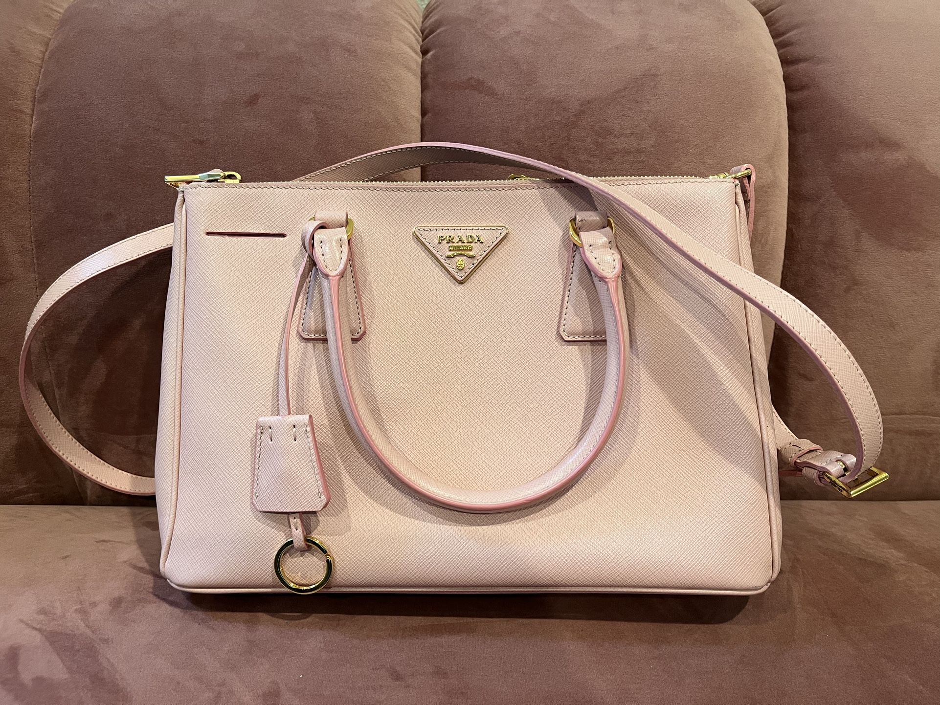 Prada Saffiano Lux Small Tote Orchidea Pink
