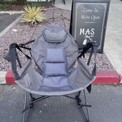 In Box Hammock Camping Chair, Retractable Footrest, Adjustable Back, Cup Holder & Carry Bag. Beige, Blue, Gray. 400 Weight Capa