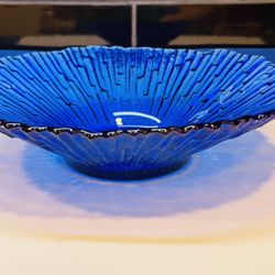 Vintage And So Pretty! Cobalt Blue Ribbed Glass Bowl 
