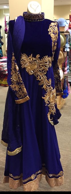 Velvet Royal Blue Indian Dress