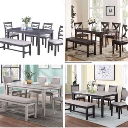 Dining Table Set With Chairs And Bench 