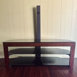 Large Glass Top TV Stand Media Console Table with Storage Shelves