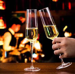 Champagne Flutes - Hand Blown Elegant Champagne Glasses Set of 12- Unique Gift for Father's Day, Birthday, Wedding - Ideal for Wine Tasting, Daily Use