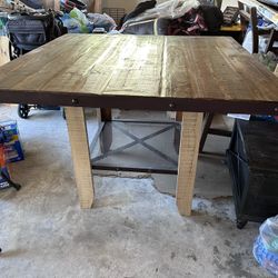 All solid Wood Butcher Block Table – Rustic Counter Height (Like New!)