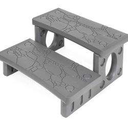 Premium Multi Purpose 2-Step Spa Hot Tub Pool RV Campers Deck Steps Lightweight Sided Step (Gray)

