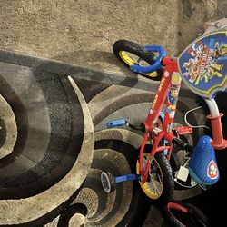 Paw Patrol And Spider Man Bikes For Toddlers
