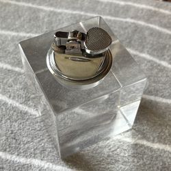 Vintage Clear Cubed Lucite Table Lighter 1970’s