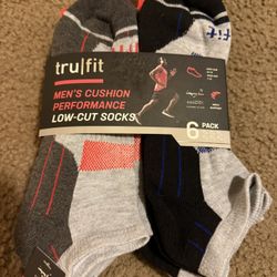 TruFit Mens Cushion Performance Low Cut Socks / 6 Pairs Shoe 7-12 Cool Dry