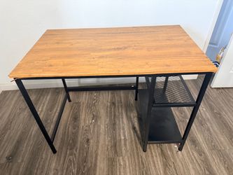 PICK UP ONLY: Industrial Computer Desk with Storage Shelves | Rustic Brown & Black