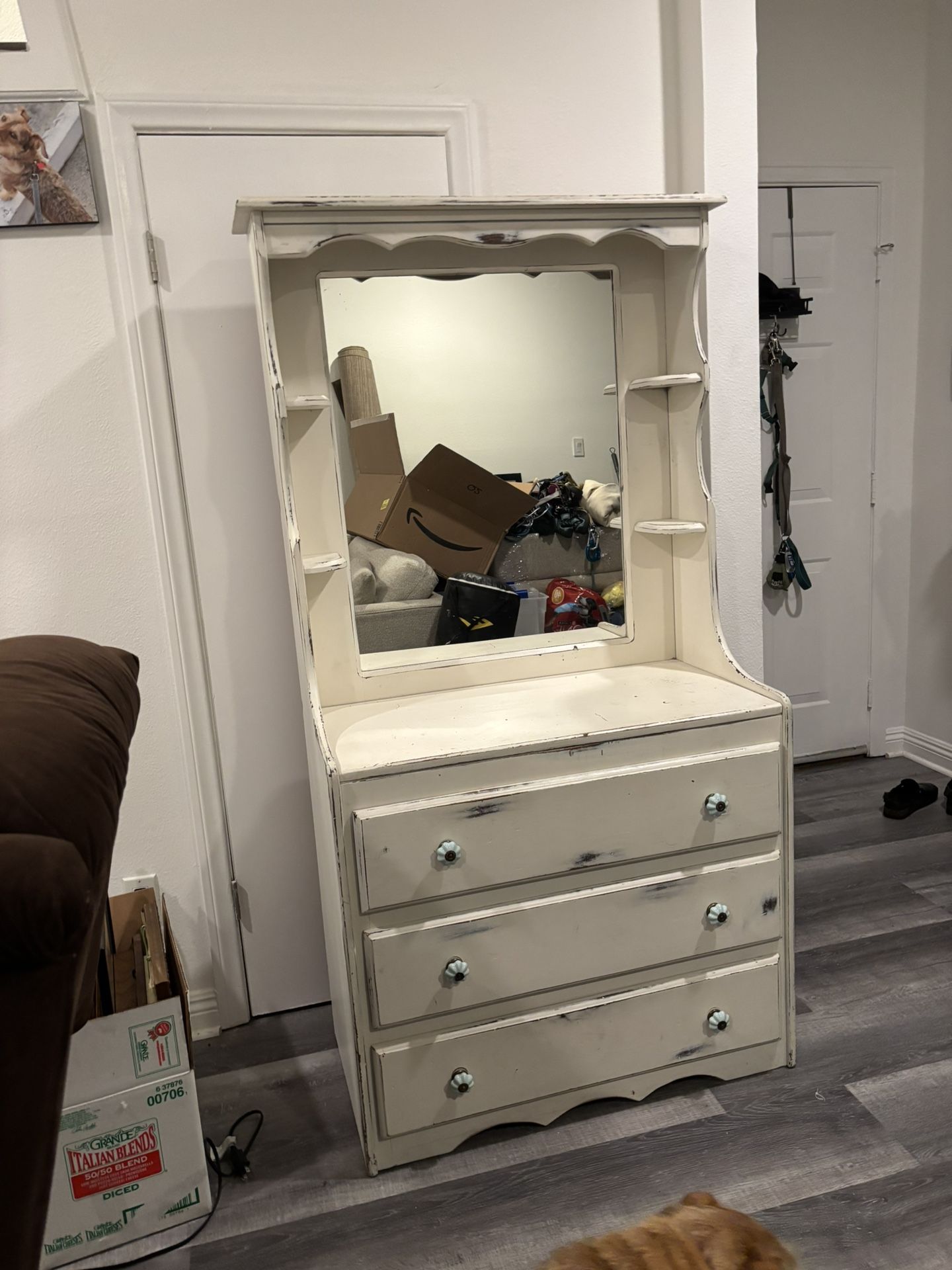 Wooden Vanity Dresser with Mirror