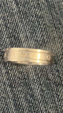 Mens silver Diamond Wedding Ring Band