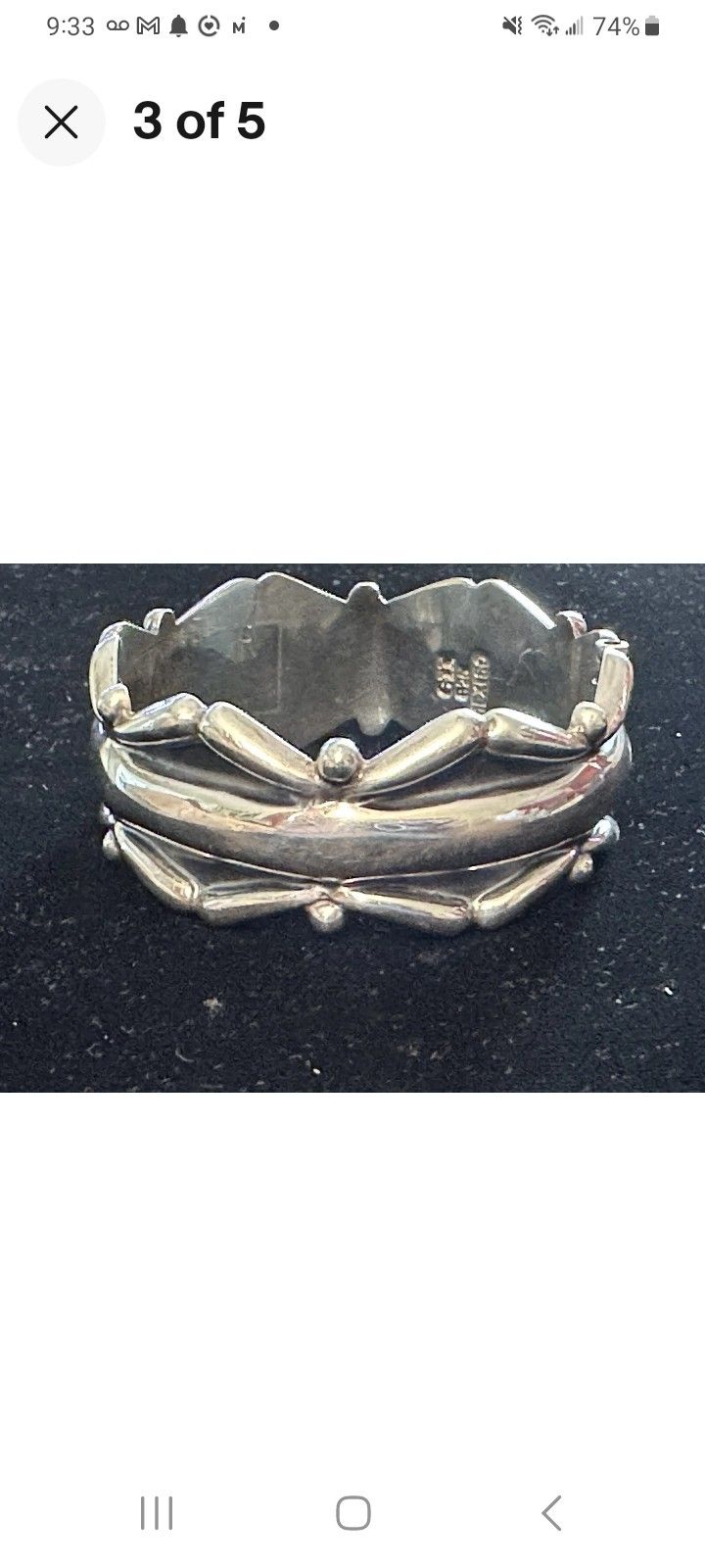 Vtg.Mexico Designer "CII" Sterling Silver  Bangle Bracelet