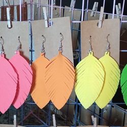 Feather Faux Leather Earrings 