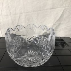 Vintage Crystal Glass Etched Bowl Trinket Candy Dish