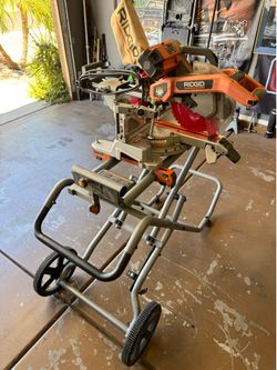 Ridgid 10" Sliding Miter Saw LED Cut Line Indicator With Collapsing Stand Miter Saw Utility Vehicle