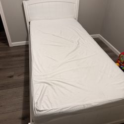 White Twin Size Bed And 2 Twin Size Mattresses 