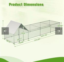 ZNTS 26'Lx6.7'Wx6.6' ft Large Metal Chicken Coop, Walk-in Chicken Run, Galvanized Wire Poultry Chicken W2505P197224