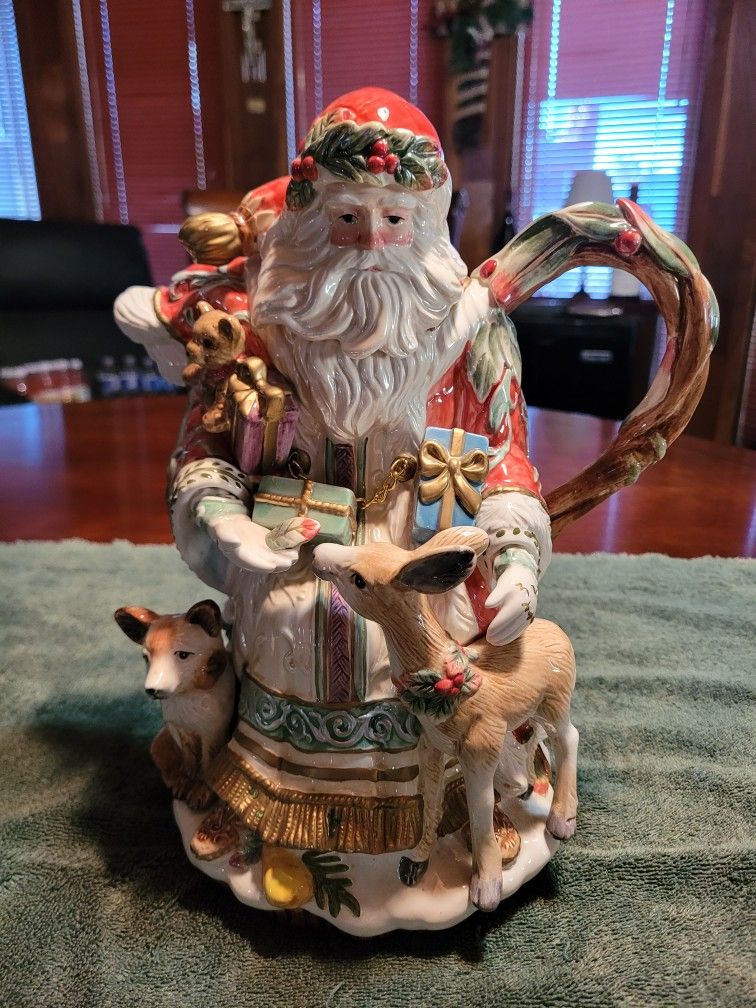 Fitz And Lloyd Santa Teapot