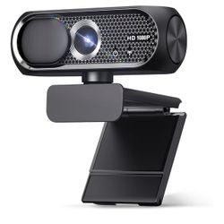 1080P HD Webcam with Microphone, Noise Cancellation, Privacy Cover, Wide-Angle Lens, Auto Light Correction, Plug & Play USB Webcam for Laptop, Desktop