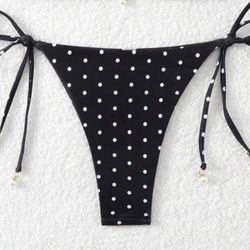 White Polka Dot Bikini Panties. Medium Size 