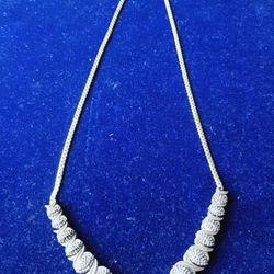 925 Silver 16" Necklace With Diamonds Beautiful 