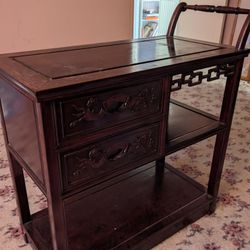 Chinese Rosewood Imperial Dragon Tea Cart 1960s