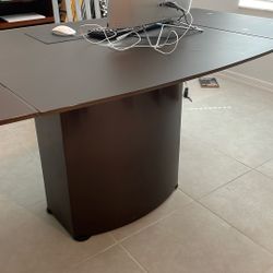 Brown glass dining table