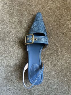 COACH Margot Crystal Jacquard Denim heels