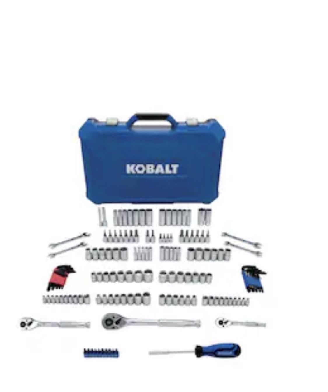 Kobalt 154-Piece Standard (SAE) and Metric Polished Chrome Mechanics Tool Set (1/4-in; 3/8-in; 1/2-in) with Hard Case