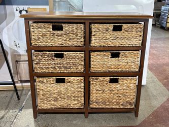 6-Drawer Woven Basket Storage Cabinet