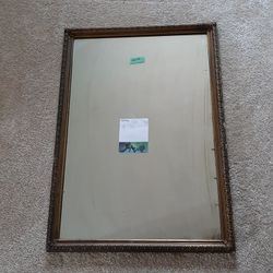 #76. Antique Gesso Mirror Large. Reversable 22.5 X 32.5