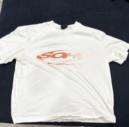 SOHO NYC ATHLETICS Men's White Orange Graphic Logo Cotton T-Shirt