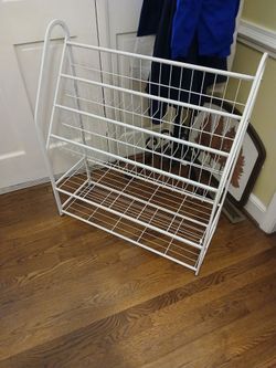 White Metal Wire Shoe Rack