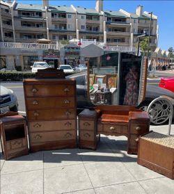 Antique art deco bedroom set vanity with stool dresser nightstand hard to find all original