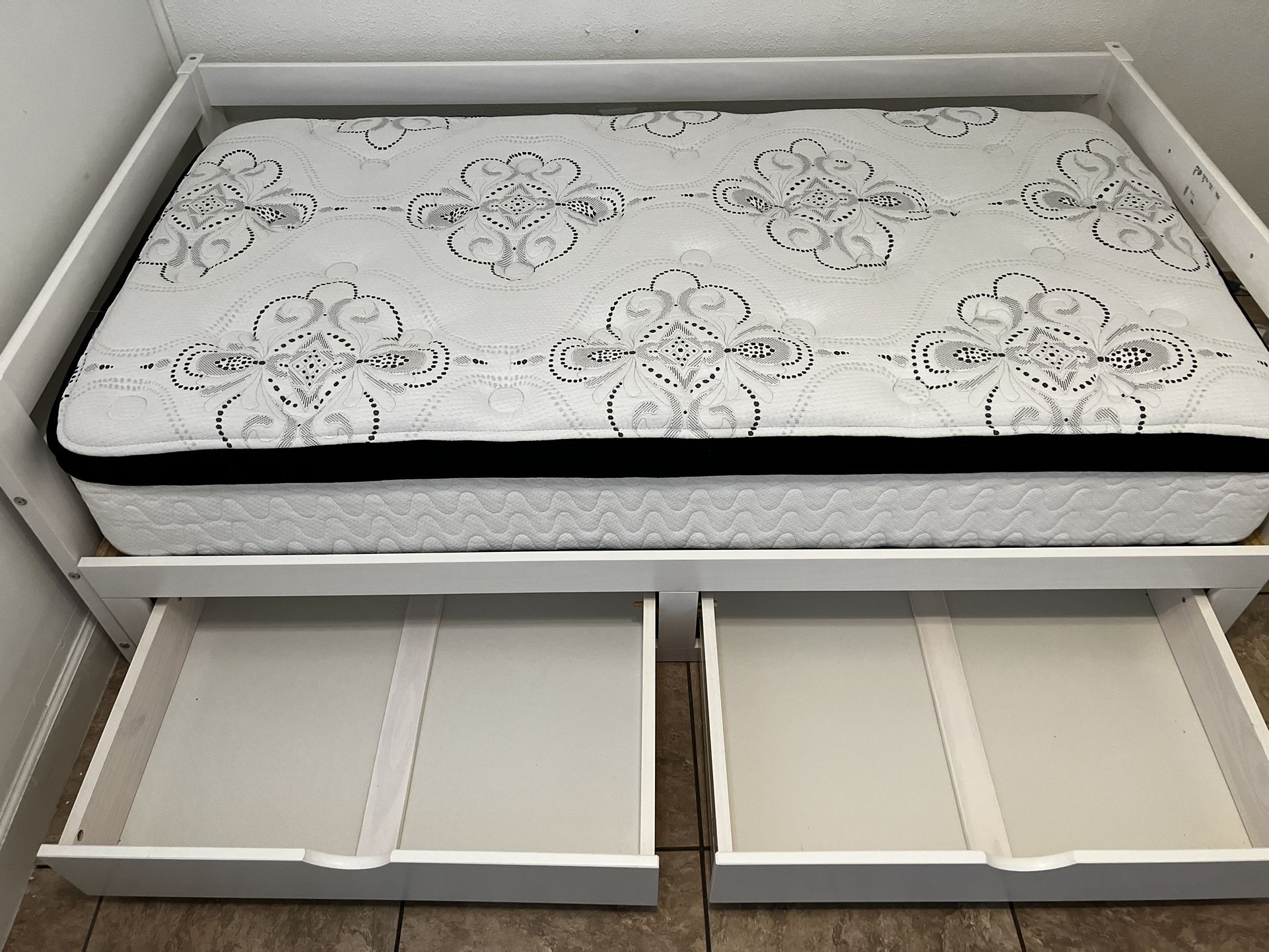 200 OBO Barely Used Beautiful Twin Bed w Storage Drawers (incl Mattress) for Sale in Pembroke