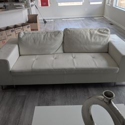 Genuine High Quality Leather White Sofa and Chair