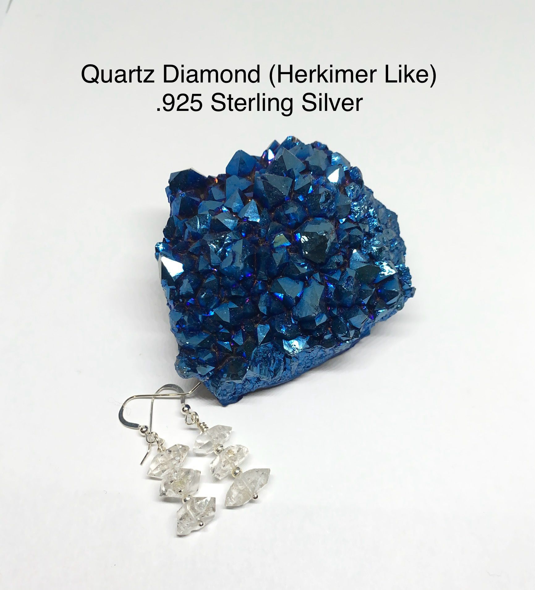 Diamond Quartz (Herkimer Like) .925 Sterling Silver Earrings