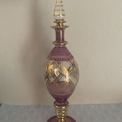 Vintage 1995 Royal Limited Crystal Egyptian Perfume Bottle Purple and Gold